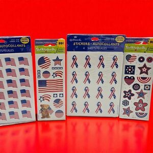 Patriotic Vintage Hallmark & AGC Stickers Stars & Stripes USA Flag Teddy Bear